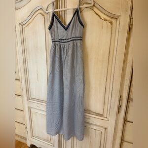 Striped Maxi Dress with Navy Accents